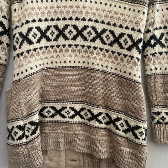 Sansara Wool Blend Fair Isle Chunky Knit Nordic Sweater Cardigan Sz S - Picture 4 of 9